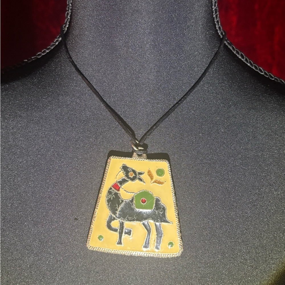 Camel Pendant Necklace with Black Cord